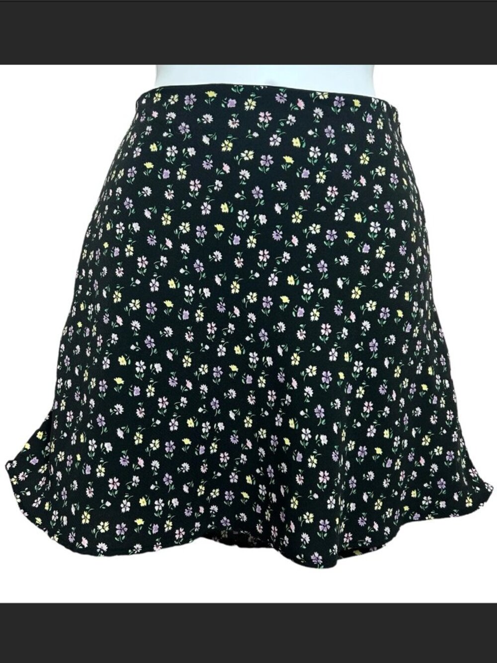 Divided Black Floral Skirt
